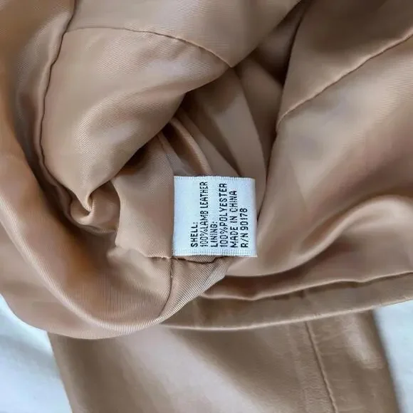 lambskin leather vintage yvonne & marie moto blazer jacket camel brown nude 10 - Picture 9 of 9